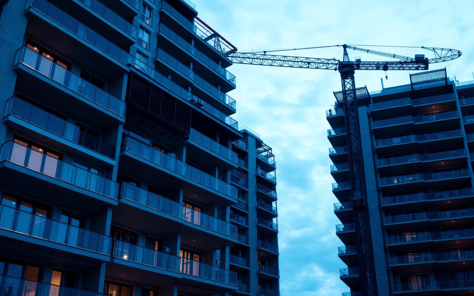 Nieuwbouw appartementsblok in aanbouw