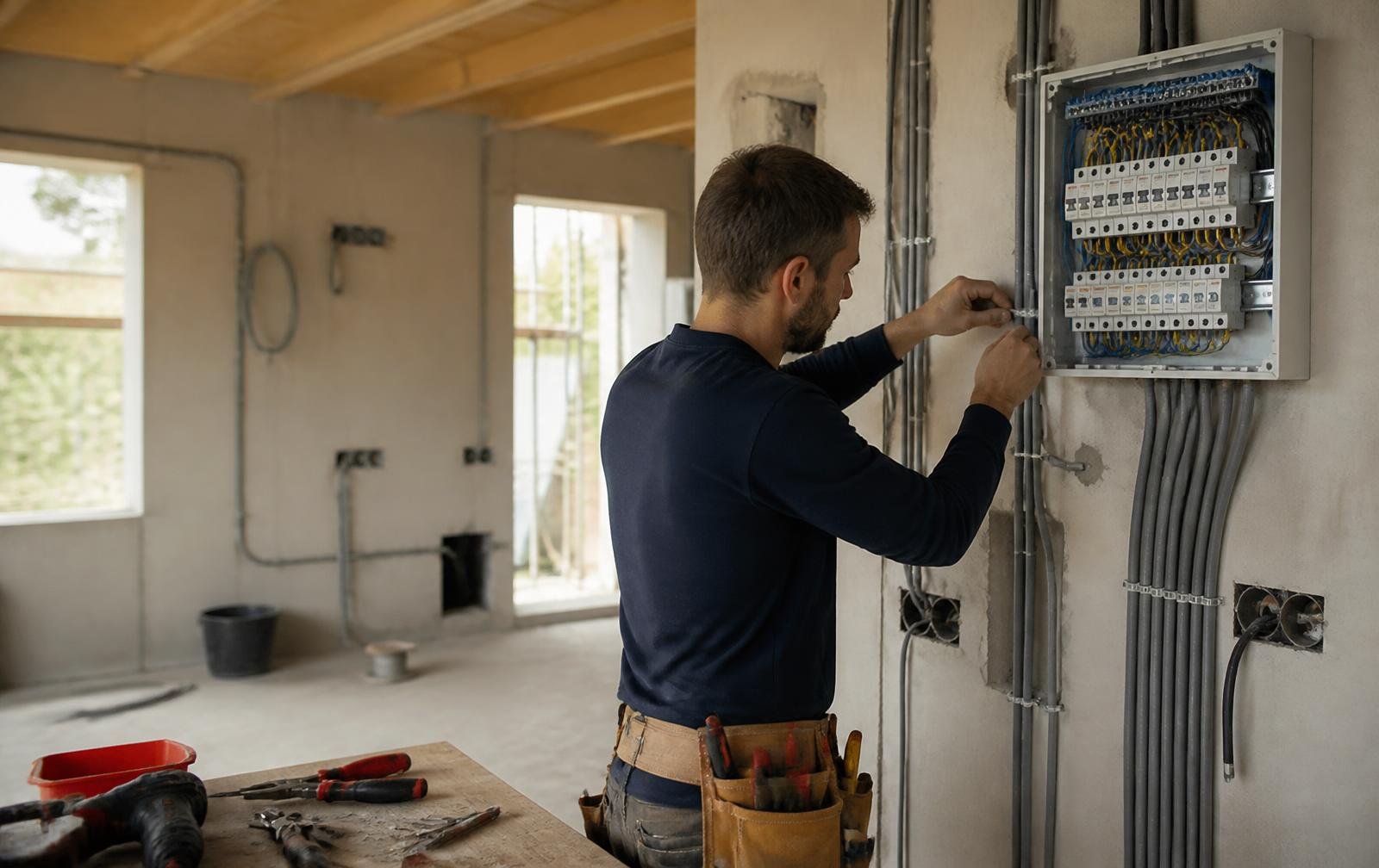 Modern verdeelbord met perfecte bekabeling